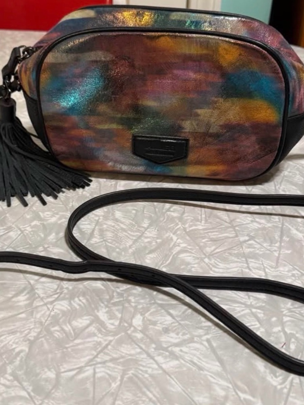 Aimee Kestenberg Iridescent Multi-Color Metallic Crossbody with Black Trim